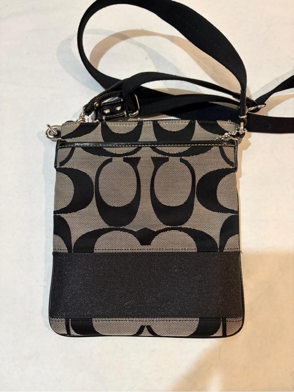 Coach Black and Taupe Signature Crossbody Bag